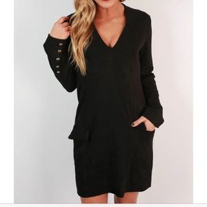 Venetian Vacation Faux Suede Dress in Black